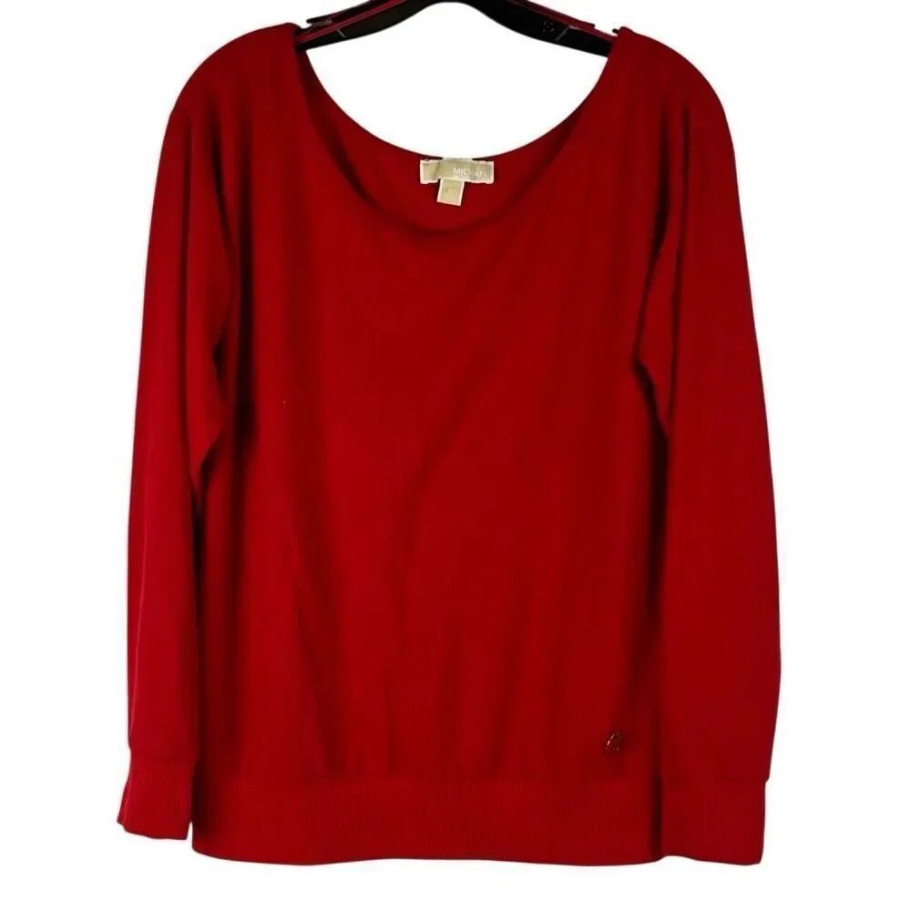 Michael Michael Kors Red Wide Neck Long Sleeve Sweater Medium